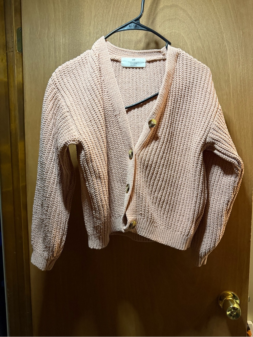 H&M Chunky Knit Button-Front Cardigan Sweater - Blush Pink size 8/10
